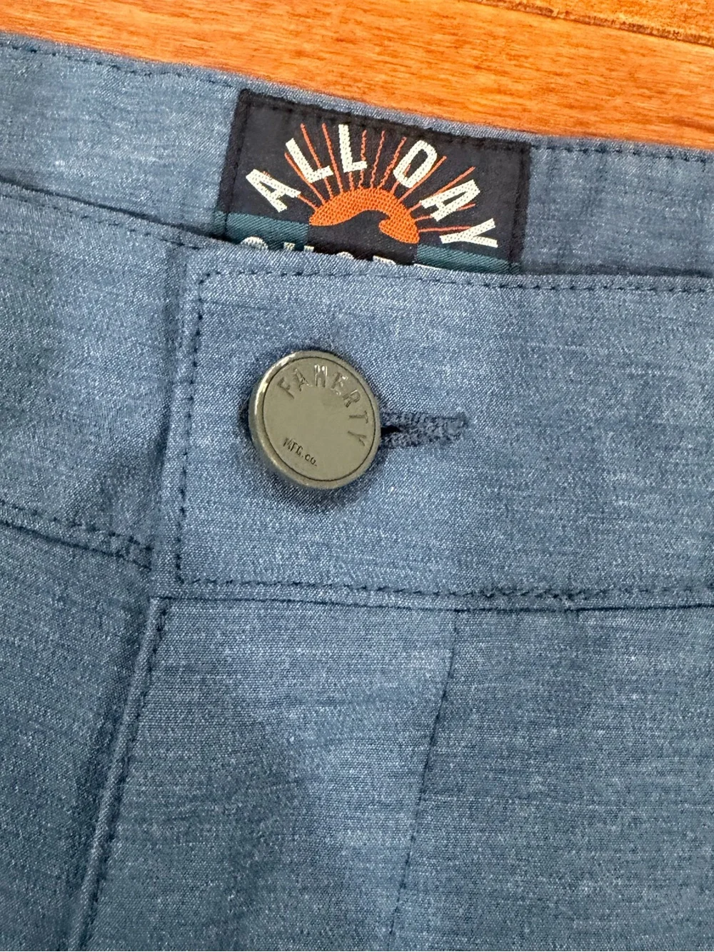 Faherty Mens Blue Interior Drawstring Zip Fly All Day Shorts Sz. 28